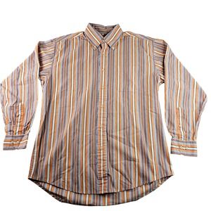 Tommy Hilfiger Striped Collared Shirt‎ Men's M Orange Blue Button Down